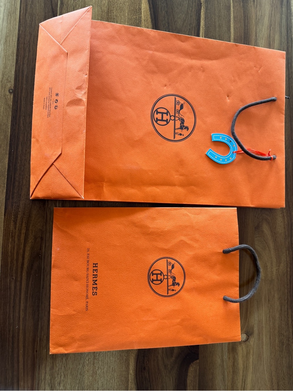 Hermès Orange Logo Shopping Bags - 2pcs